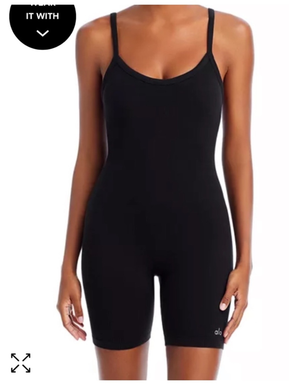 Alo Black Ribbed mellow onesie